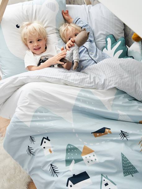 Duvet Cover + Pillowcase Set for Children, Alpin Theme Blue - vertbaudet enfant 