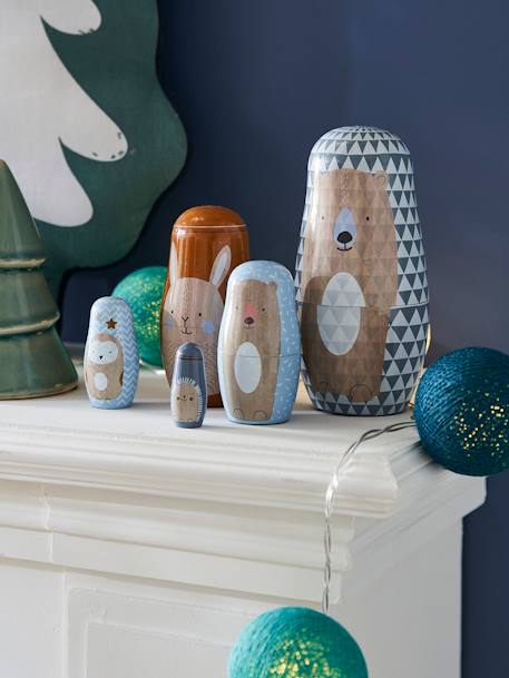 Wooden Animal Nesting Dolls Blue+Multi - vertbaudet enfant 