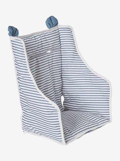 VERTBAUDET High Chair Cushion Blue Stripes+chequered green+ecru+mustard+printed beige+White - vertbaudet enfant 