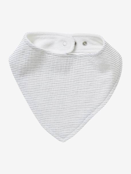 Lot 3 bavoirs bandanas en gaze de coton beige imprimé+BLANC+bleu grisé+cappuccino+écru+lot renard+lot vert panda+rose pâle+vert sauge - vertbaudet enfant 