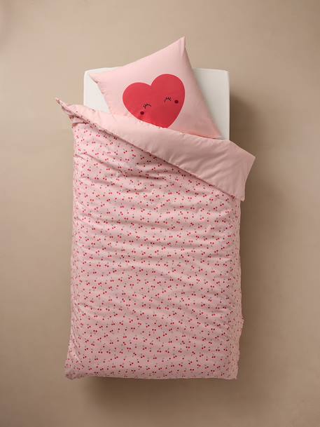 Zipped Bedding Set with Recycled Cotton, CHERRY printed pink - vertbaudet enfant 