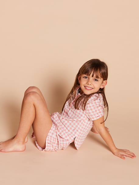 Girls' organic cotton 2-piece pyjamas rosy - vertbaudet enfant 