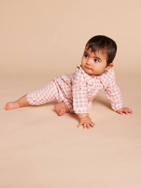 Baby pyjamas with wide neck in organic cotton rosy - vertbaudet enfant 