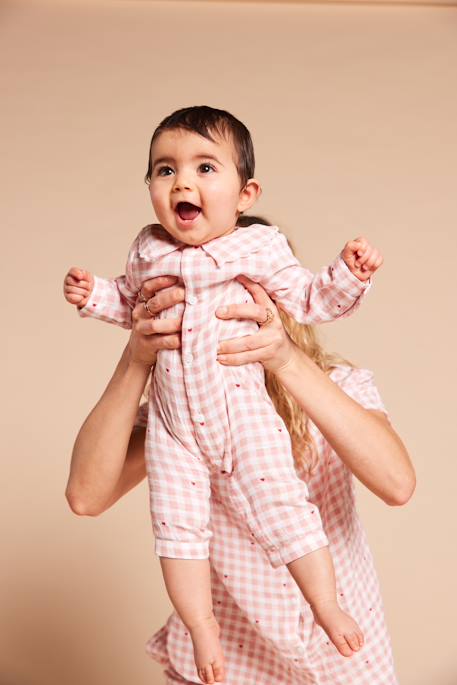 Baby pyjamas with wide neck in organic cotton rosy - vertbaudet enfant 