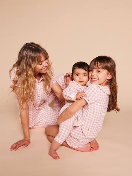 Pyjama vichy femme Capsule mère-fille rose poudré - vertbaudet enfant 