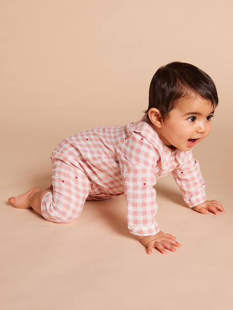 Baby pyjamas with wide neck in organic cotton rosy - vertbaudet enfant 