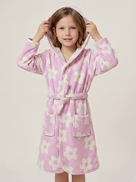 Peignoir de bain enfant MARGUERITE personnalisable, avec coton recyclé mauve - vertbaudet enfant 