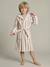 Customisable children's bear bathrobe, with recycled cotton striped beige - vertbaudet enfant 