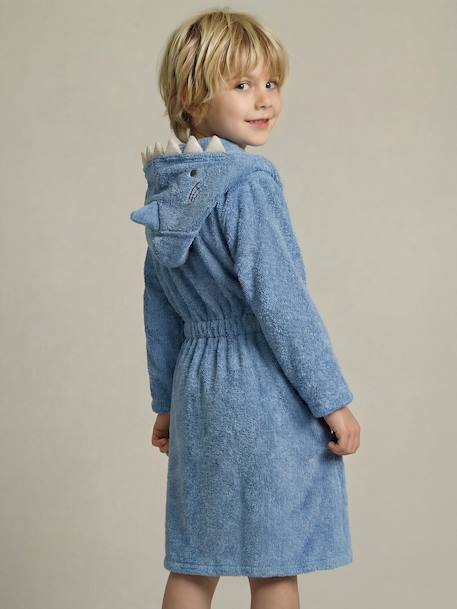 Shark Bathrobe with Recycled Cotton, for Children blue - vertbaudet enfant 