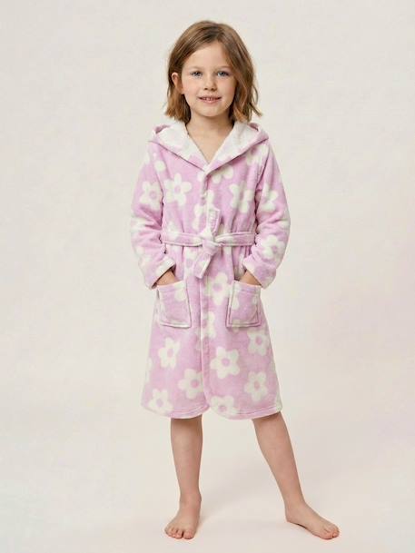 Customisable MARGUERITE bathrobe for children, with recycled cotton mauve - vertbaudet enfant 