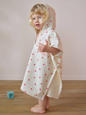 -Customisable recycled cotton baby poncho MY HEART