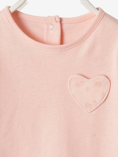 T-shirt bébé fille poche coeur et fraises BASICS rose pâle - vertbaudet enfant 