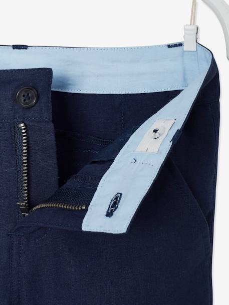Pantalon garçon cérémonie chino en coton/lin beige+beige clair+bleu+marine foncé+vert sauge - vertbaudet enfant 