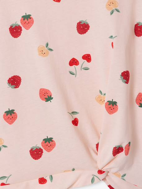 Tropical short-sleeved T-shirt with knot navy blue+pale pink - vertbaudet enfant 