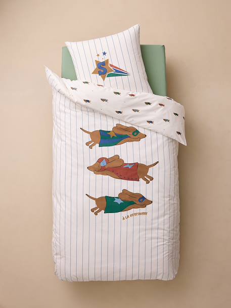 Duvet cover and pillowcase bedding set striped blue - vertbaudet enfant 