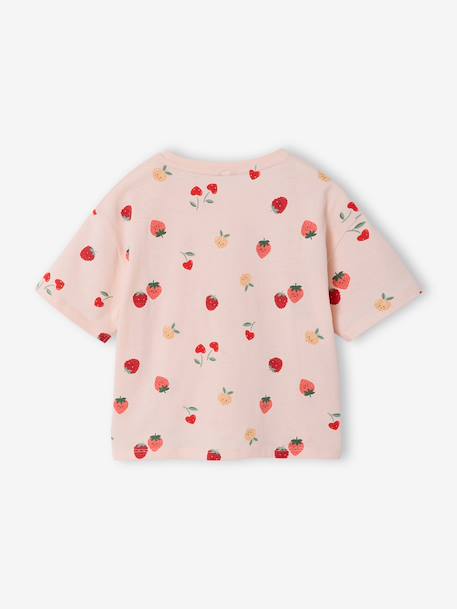 Tropical short-sleeved T-shirt with knot navy blue+pale pink - vertbaudet enfant 
