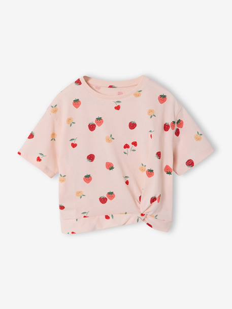 T-shirt manches courtes tropical à nœud marine+rose pâle - vertbaudet enfant 