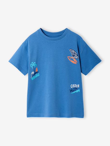 Boy's short-sleeved printed t-shirt medium blue - vertbaudet enfant 