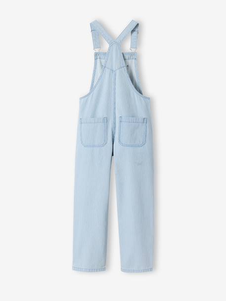 Girl's fine striped dungaree striped blue - vertbaudet enfant 