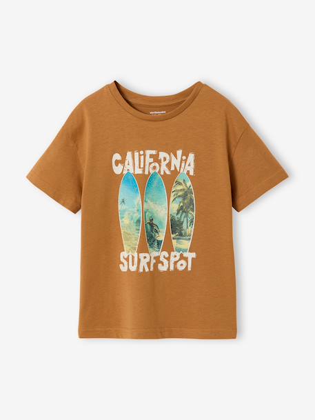 Boy's short-sleeved t-shirt pecan nut+sky blue - vertbaudet enfant 
