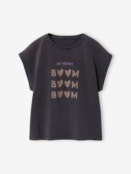 Short-sleeved t-shirt anthracite+rose - vertbaudet enfant 