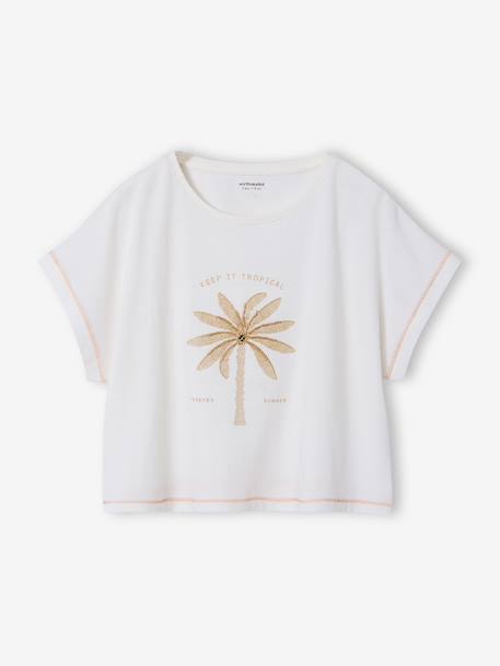 Girl's short-sleeved t-shirt ecru - vertbaudet enfant 