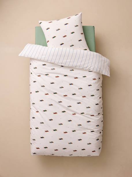 Duvet cover and pillowcase bedding set striped blue - vertbaudet enfant 