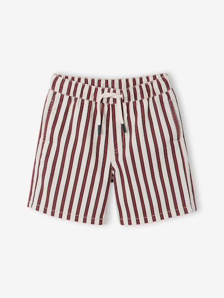 Boy's striped bermuda shorts striped red - vertbaudet enfant 