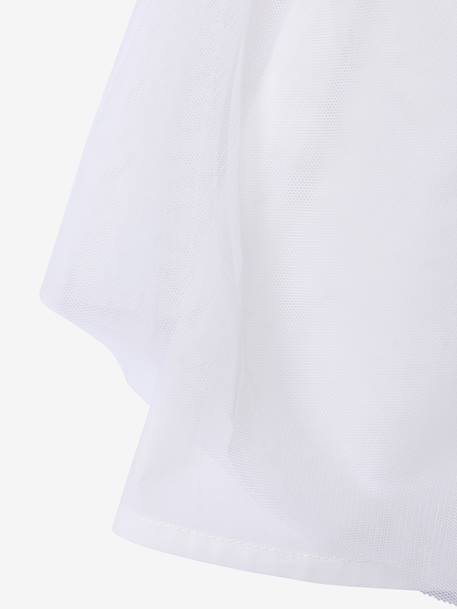 Ruffled Occasion Wear Dress in Cotton Gauze & Tulle, for Girls ecru+pale pink+sage green+white - vertbaudet enfant 