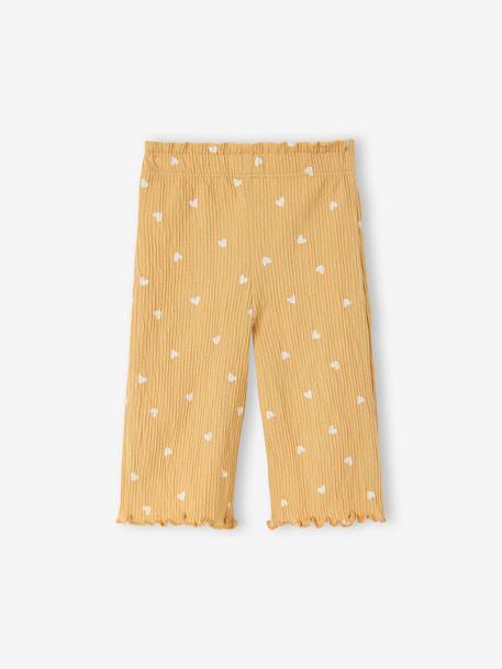 Pantalon large bébé fille jersey moutarde+rayé rose - vertbaudet enfant 