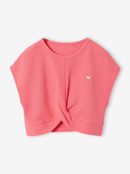 Fancy Knit T-Shirt & Shorts Set for Girls ecru+rose - vertbaudet enfant 
