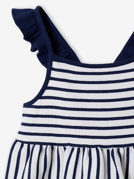 Girl's sleeveless dress navy blue+old rose - vertbaudet enfant 