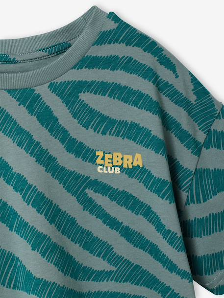 Boys' short-sleeved zebra t-shirt petrol blue - vertbaudet enfant 