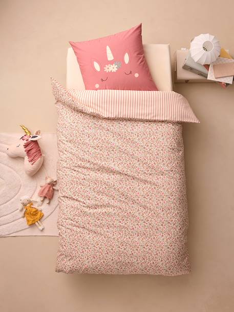 Duvet cover and pillowcase bedding set coral - vertbaudet enfant 