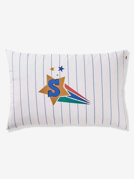Parure housse de couette et taie d'oreiller rayé bleu - vertbaudet enfant 