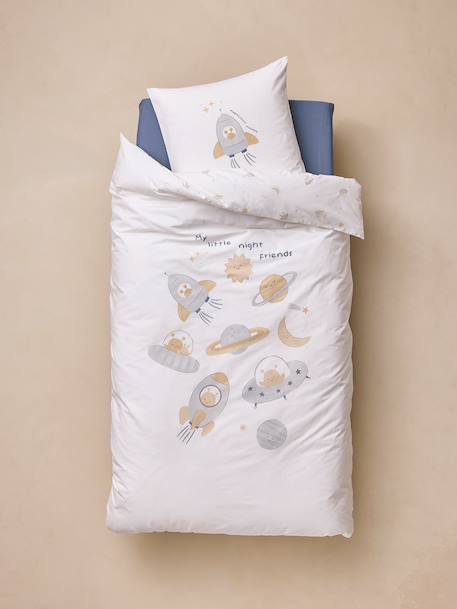 Parure housse de couette et taie d'oreiller écru - vertbaudet enfant 