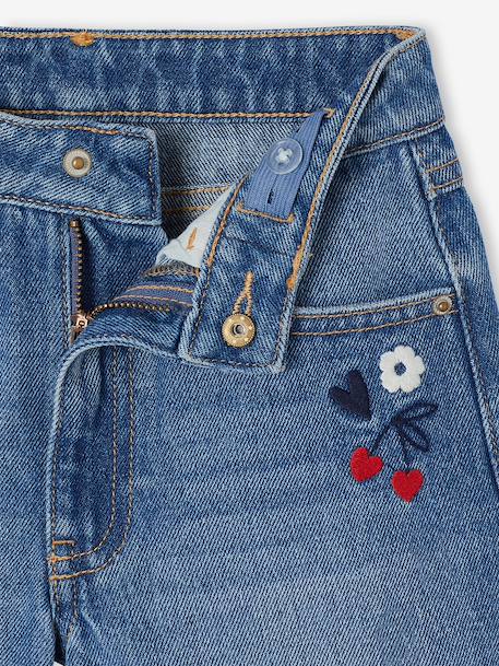 Embroidered floral denim shorts light blue+medium blue - vertbaudet enfant 