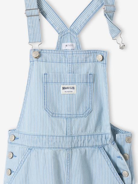 Girl's fine striped dungaree striped blue - vertbaudet enfant 