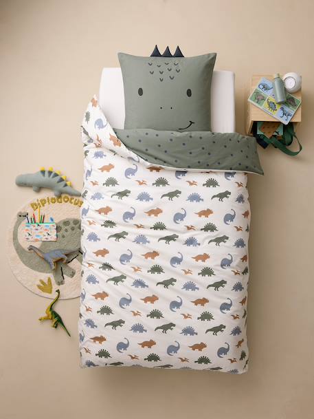 Duvet cover and pillowcase bedding set printed white - vertbaudet enfant 