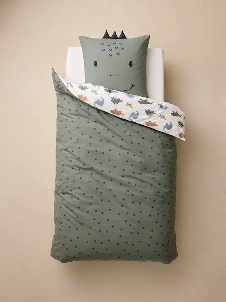 Duvet cover and pillowcase bedding set printed white - vertbaudet enfant 