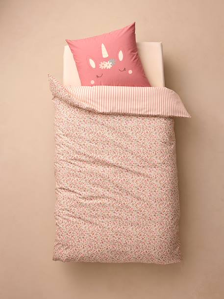 Duvet cover and pillowcase bedding set coral - vertbaudet enfant 