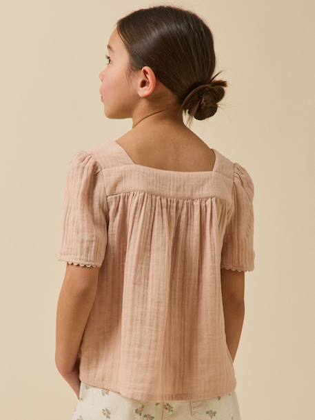 Cotton gauze blouse pale pink - vertbaudet enfant 