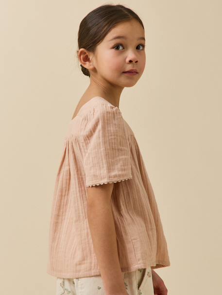Cotton gauze blouse pale pink - vertbaudet enfant 