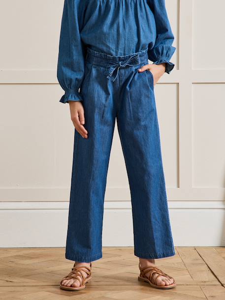 Denim trouser with belt brut denim - vertbaudet enfant 