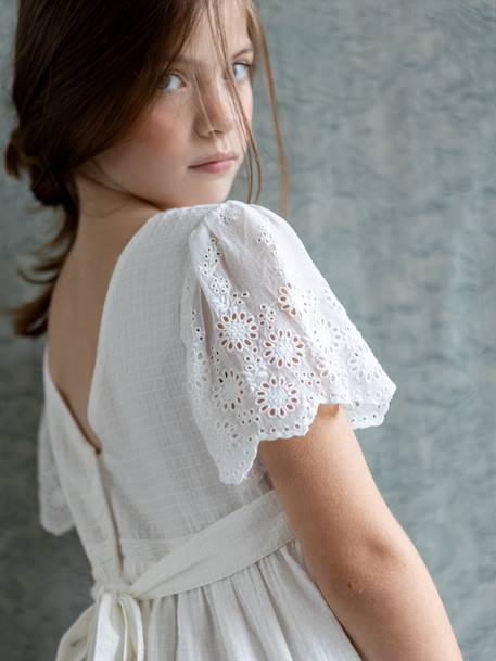 Girl's long dress white - vertbaudet enfant 