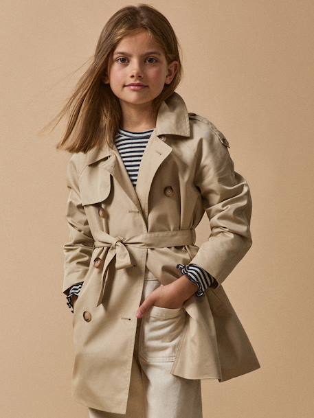Trench coat with belt for children beige - vertbaudet enfant 