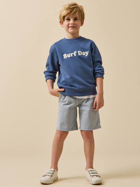 Sweatshirt with slogan in organic cotton denim blue - vertbaudet enfant 