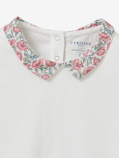 T-shirt with fancy collar in organic cotton light pink - vertbaudet enfant 