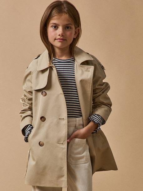 Trench coat with belt for children beige - vertbaudet enfant 