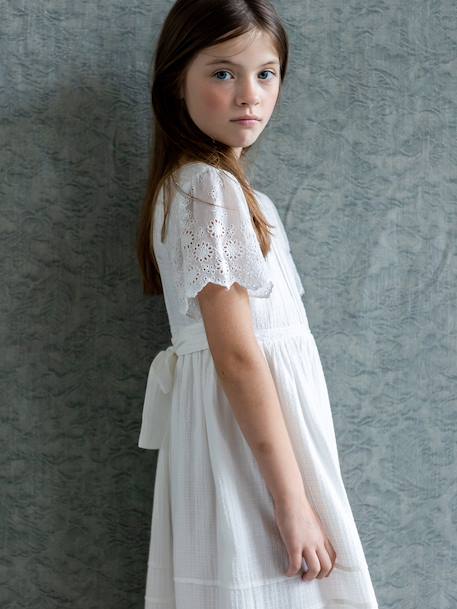 Girl's long dress white - vertbaudet enfant 